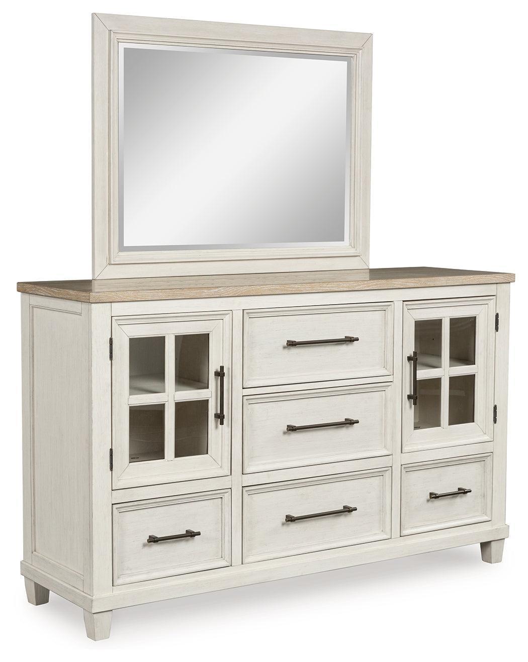 Shaybrock Antique White/Brown Dresser and Mirror