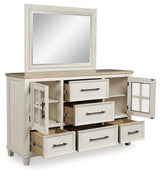 Shaybrock Antique White/Brown Dresser and Mirror