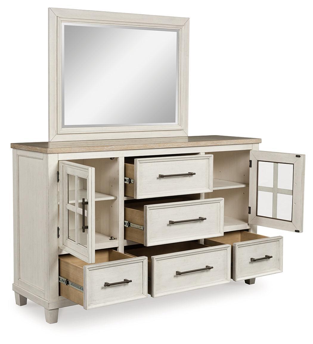 Shaybrock Antique White/Brown Dresser and Mirror