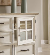 Shaybrock Antique White/Brown Dresser and Mirror