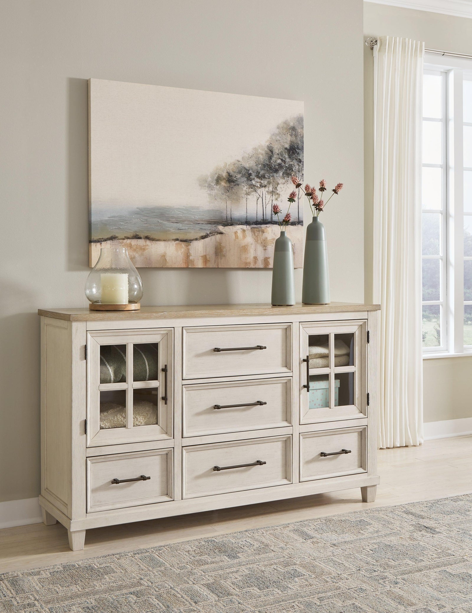 Shaybrock Antique White/Brown Dresser