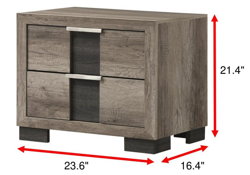 Rangley Night Stand Black/Gray, Contemporary Modern Wood, Metal 6 Drawers - Ella Furniture