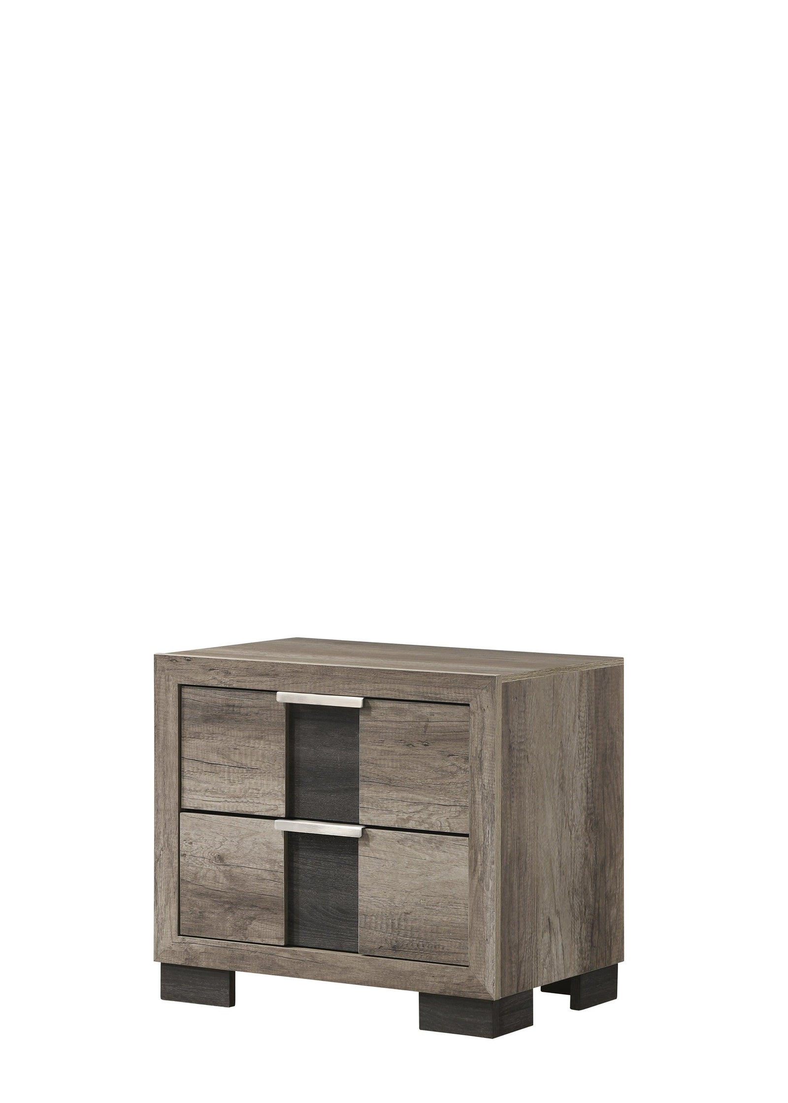 Rangley Night Stand Black/Gray, Contemporary Modern Wood, Metal 6 Drawers - Ella Furniture