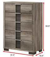 Rangley Chest Gray, Contemporary Modern Wood, 5 Drawers - Ella Furniture