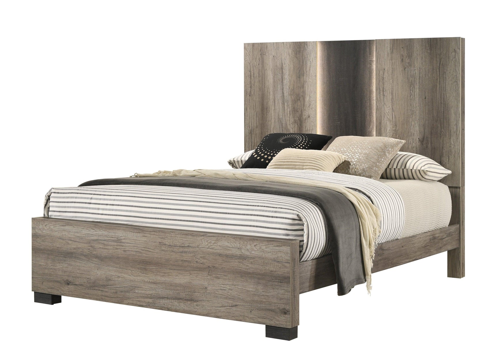 Rangley Light-Brown Contemporary Modern Wood King Panel Bed - Ella Furniture