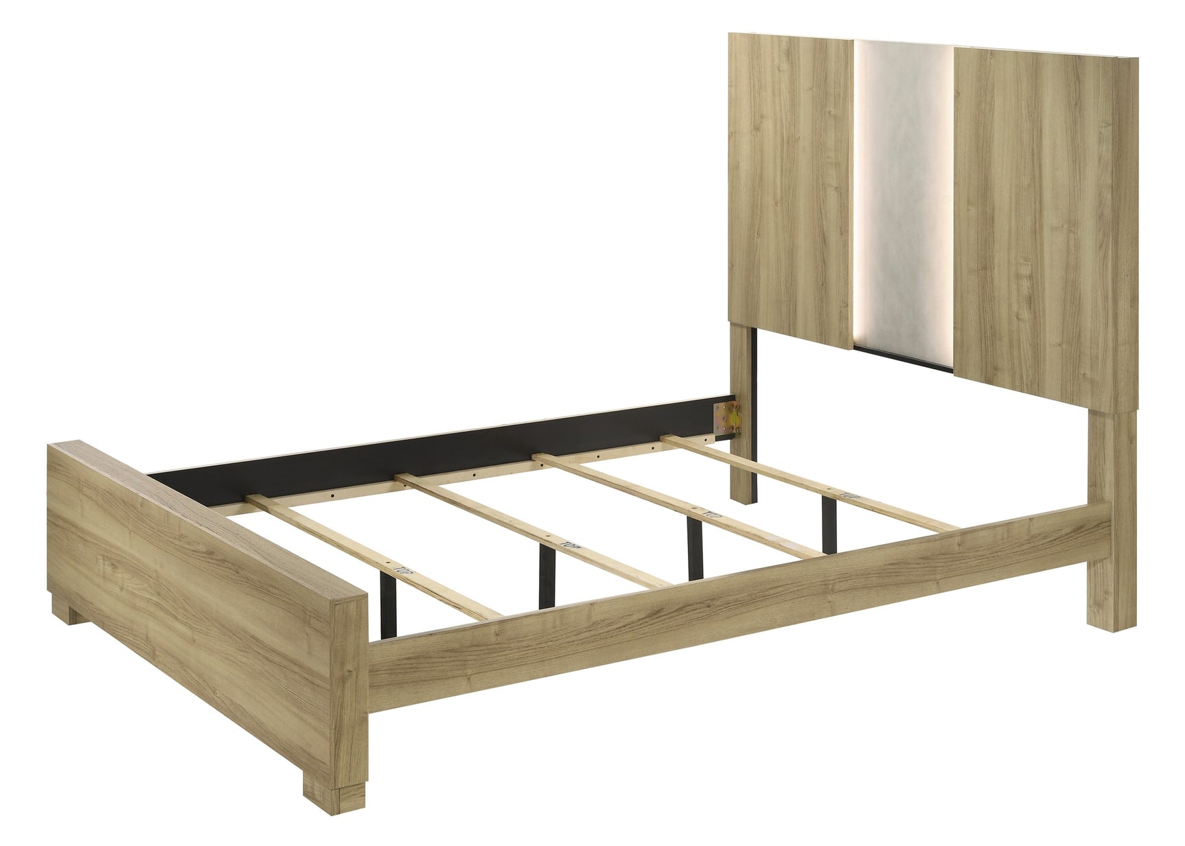 Rangley Driftwood LED Panel Queen Bed queen bed by Crownmark | Ella Furniture