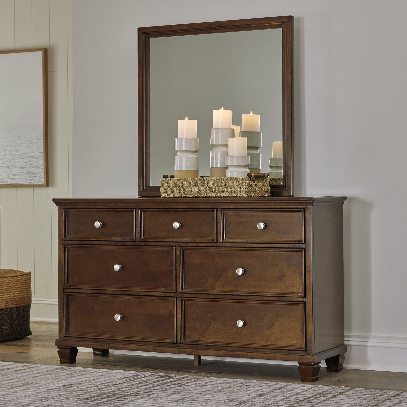 Danabrin Brown Dresser And Mirror - Ella Furniture