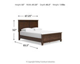 Danabrin Brown Panel Bedroom Set dimension view