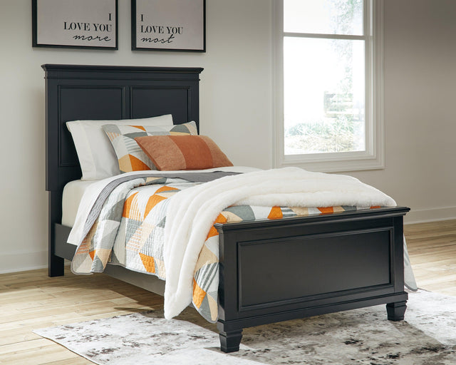 Lanolee Black Twin Panel Bed - Ella Furniture