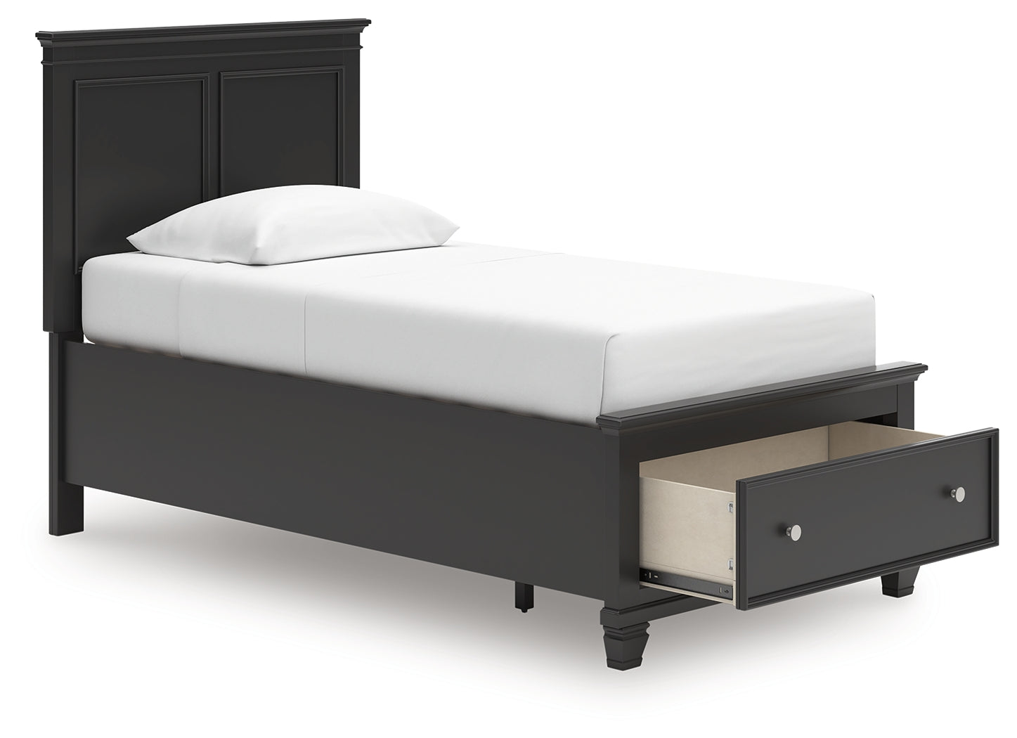 Lanolee Black Twin Panel Storage Bed