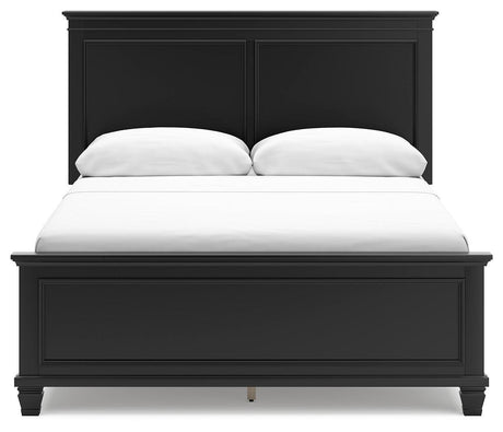 Lanolee Black Queen Panel Bed - Ella Furniture