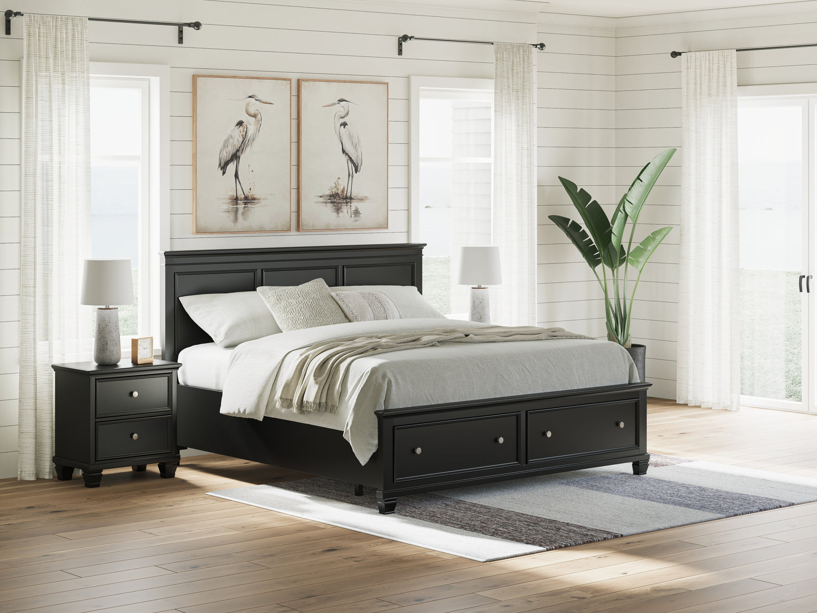 Lanolee Black King Panel Storage Bed