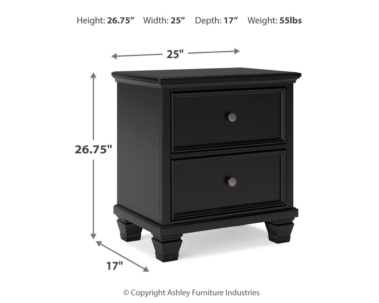 Lanolee Black Panel Bedroom Set dimension view