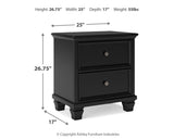 Lanolee Black Panel Storage Bedroom Set dimension view