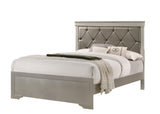 Amalia Silver Wood Faux Leather Upholstered Tufted Panel Bedroom Set - Ella Furniture