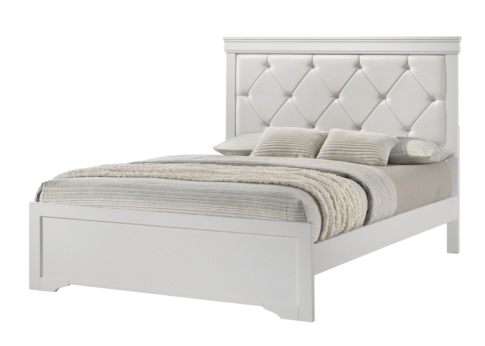 Amalia White Upholstered Tufted Panel Queen Bed