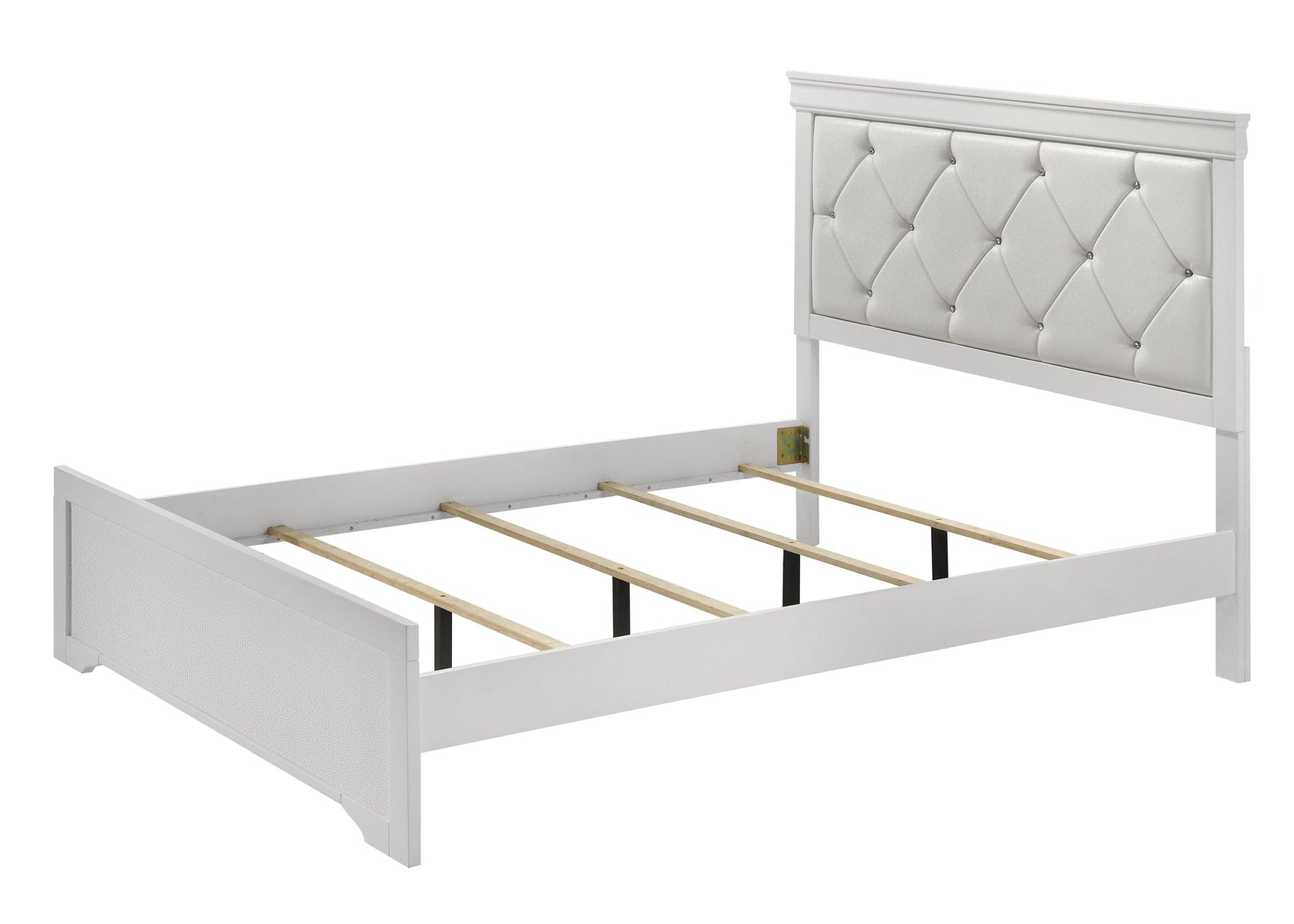 Amalia White Upholstered Tufted Panel Queen Bed