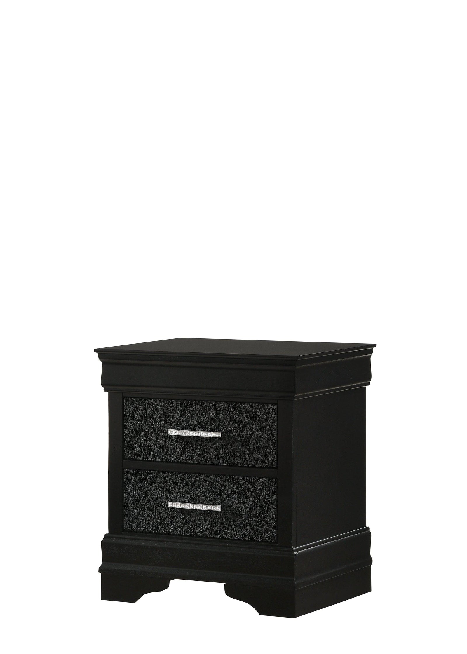 Amalia Night Stand Black, Modern Contemporary Wood, Metal 2 Drawers - Ella Furniture