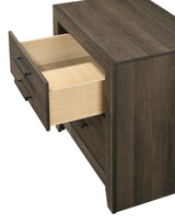 Marley Night Stand Brown, Modern Wood, 2 Metal Drawers - Ella Furniture