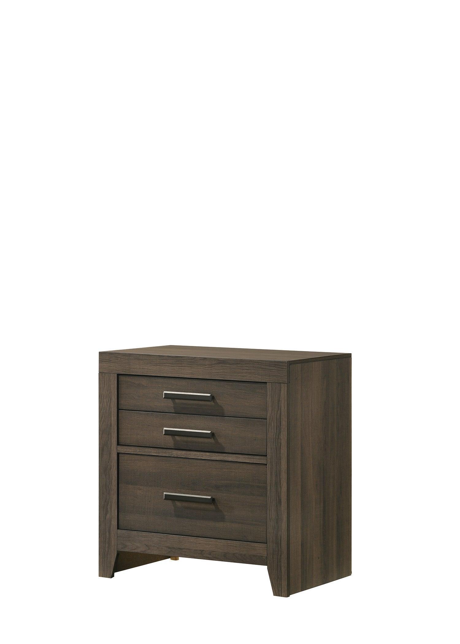 Marley Night Stand Brown, Modern Wood, 2 Metal Drawers - Ella Furniture