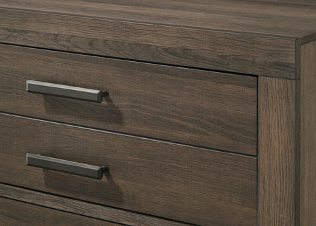 Marley Night Stand Brown, Modern Wood, 2 Metal Drawers - Ella Furniture