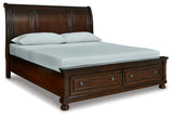 Porter Rustic Brown King Sleigh Storage Bed
