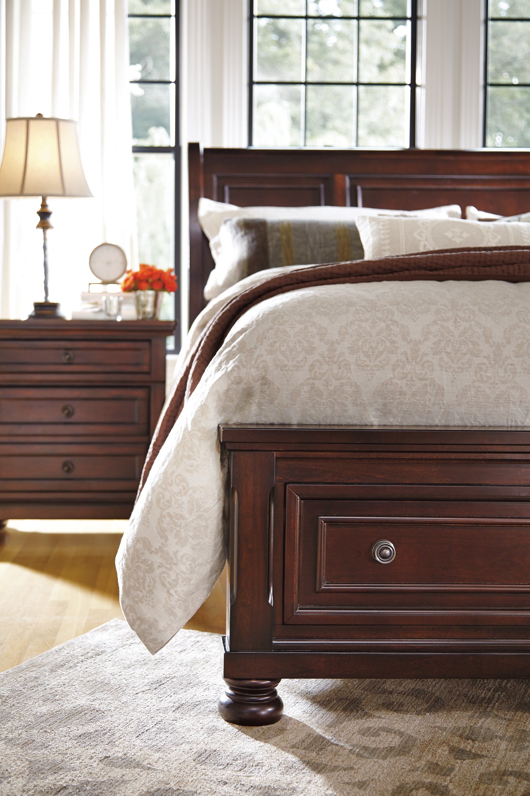 Porter Rustic Brown Queen Sleigh Storage Bed