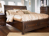 Porter Rustic Brown King Sleigh Storage Bed