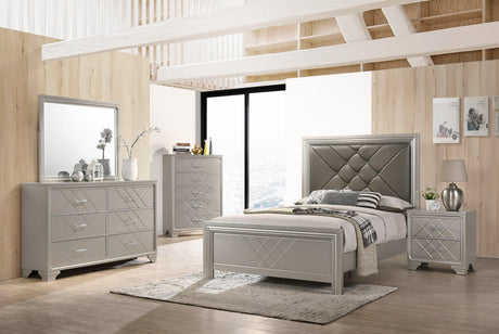 Jaylen Night Stand Cream, Modern And Glam Wood, Metal 2 Drawers - Ella Furniture