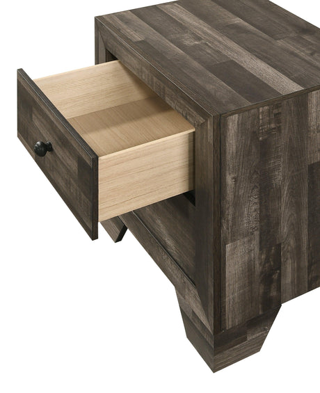 Atticus Brown Finish Modern And Rustic Wood Platform Bedroom Set - Ella Furniture