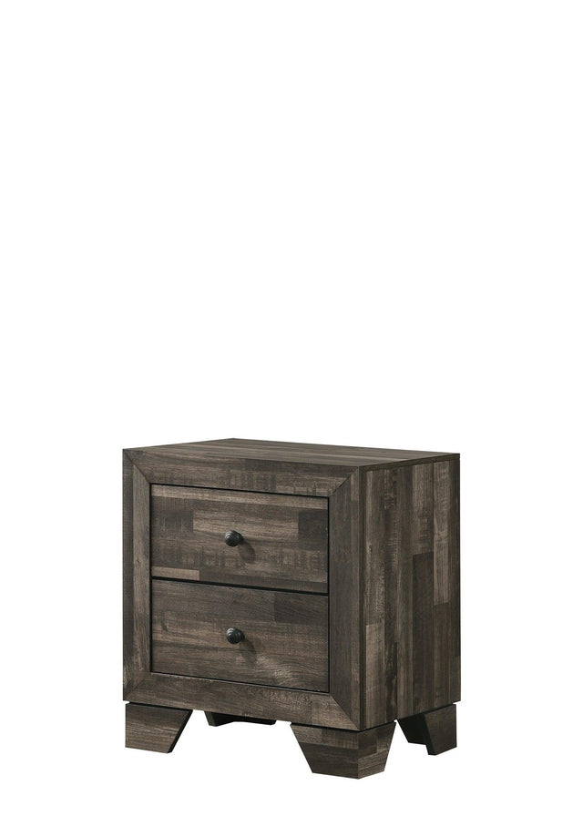 Atticus Night Stand Brown, Sleek And Modern Wood, Nickel Knob 2 Drawers - Ella Furniture