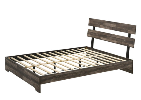 Atticus Brown Finish Modern And Rustic Wood Platform Bedroom Set - Ella Furniture