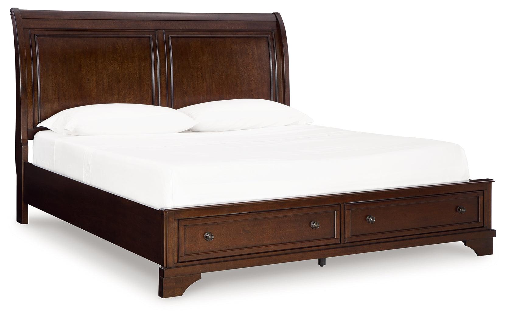 Trellington Brown Queen Sleigh Storage Bed