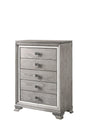 Vail Chest Gray, Modern Wood, Black Crystal 5 Drawers - Ella Furniture