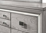 Vail Chest Gray, Modern Wood, Black Crystal 5 Drawers - Ella Furniture