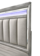 Vail Gray Finish Contemporary LED Upholstered Wood Panel Bedroom Set - Ella Furniture