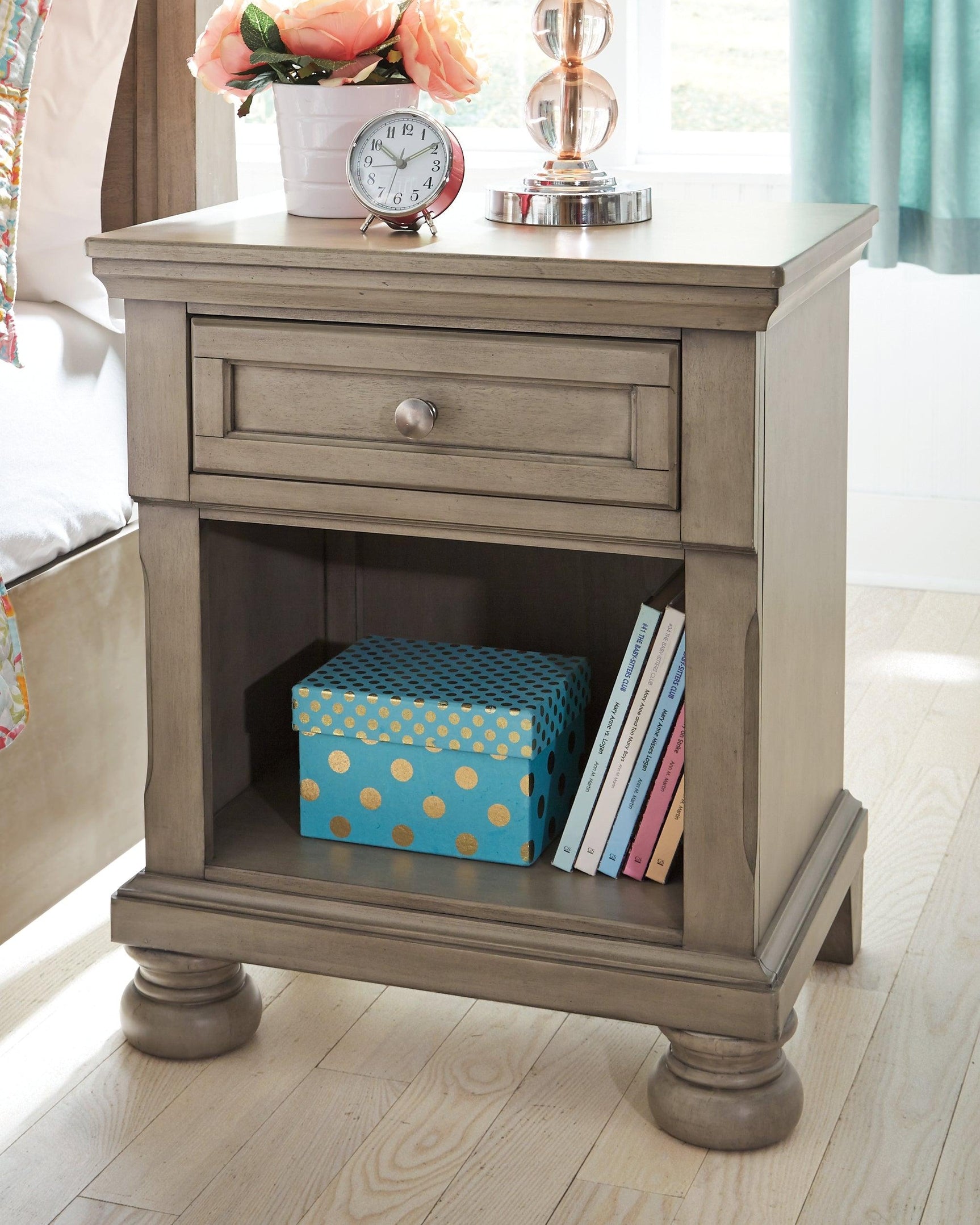 Lettner Light Gray Nightstand B733-91 - Ella Furniture