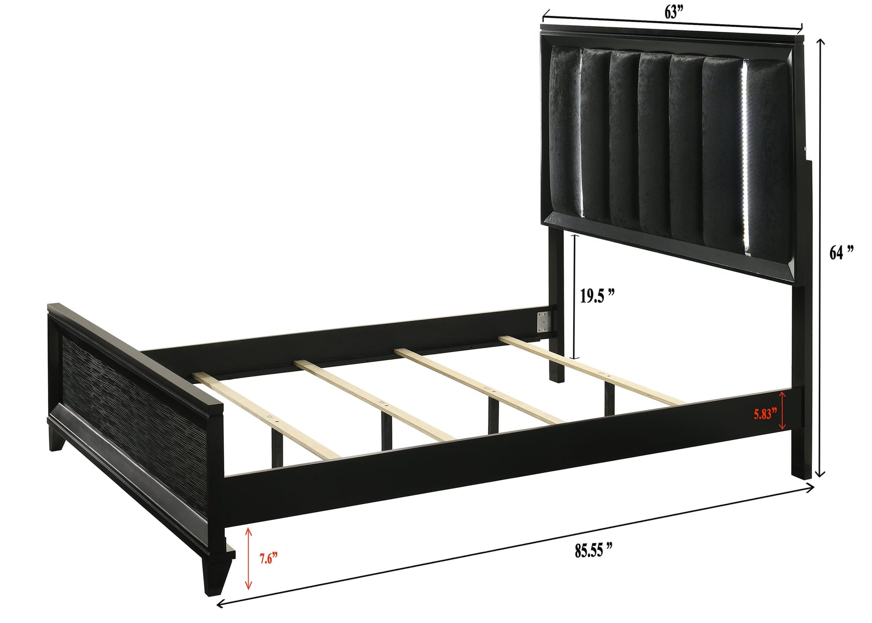 Cressida Black Upholstered Panel Queen Bed view 4