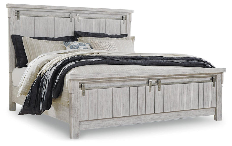 Brashland White King Panel Bed B740B4 - Ella Furniture