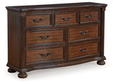 Lavinton Brown 7-Drawer Traditional Dresser