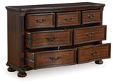 Lavinton Brown 7-Drawer Traditional Dresser
