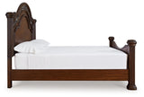 Lavinton Brown King Poster Bed with Ornate Headboard