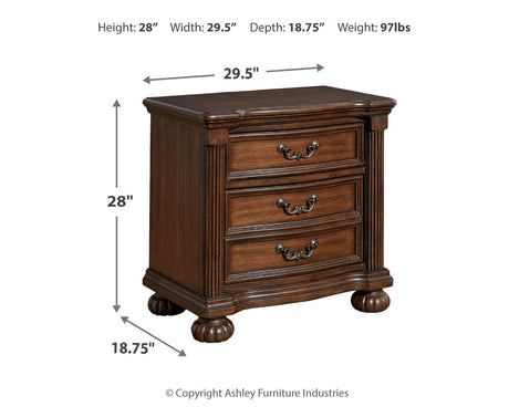 Lavinton Brown Poster Bedroom Set dimension view