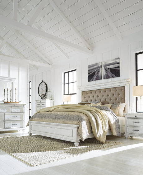 Kanwyn Whitewash Queen Panel Bed - Ella Furniture