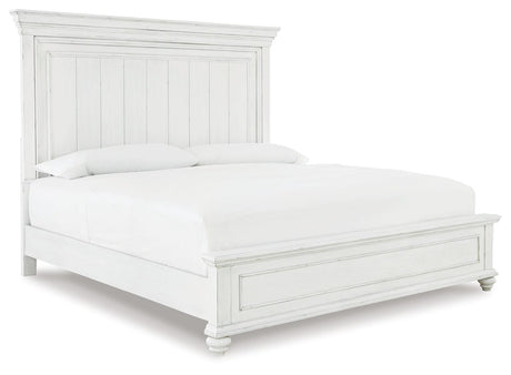 Kanwyn Whitewash King Panel Bed B777B8 - Ella Furniture