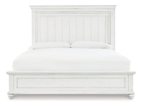 Kanwyn Whitewash King Panel Bed B777B8 - Ella Furniture