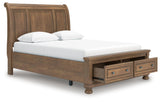 Feddinger Medium Brown Storage Sleigh Bedroom Set angled view