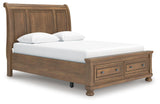 Feddinger Medium Brown Storage Sleigh Bedroom Set angled view