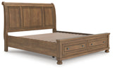 Feddinger Medium Brown King Storage Sleigh Bed