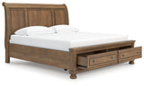 Feddinger Medium Brown King Storage Sleigh Bed
